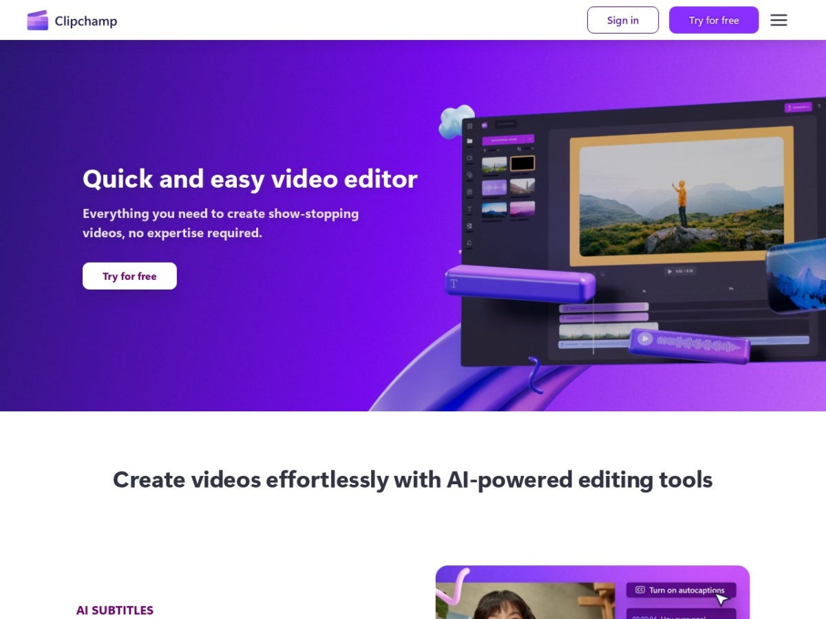 clipchamp.com screenshot preview
