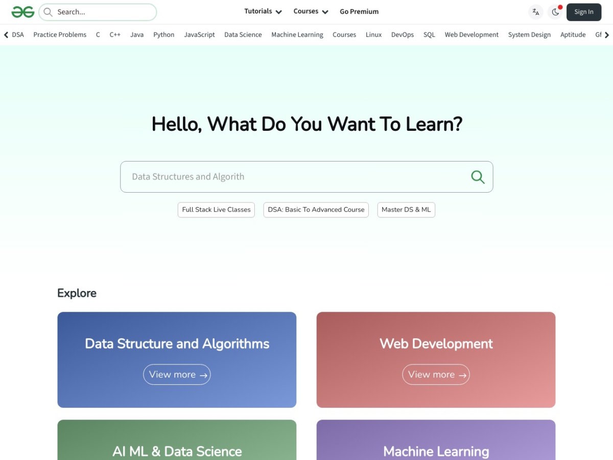 geeksforgeeks.org screenshot preview