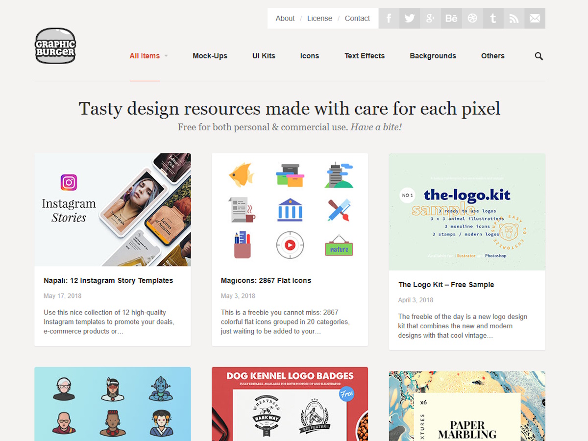 GraphicBurger homepage showcasing design resources
