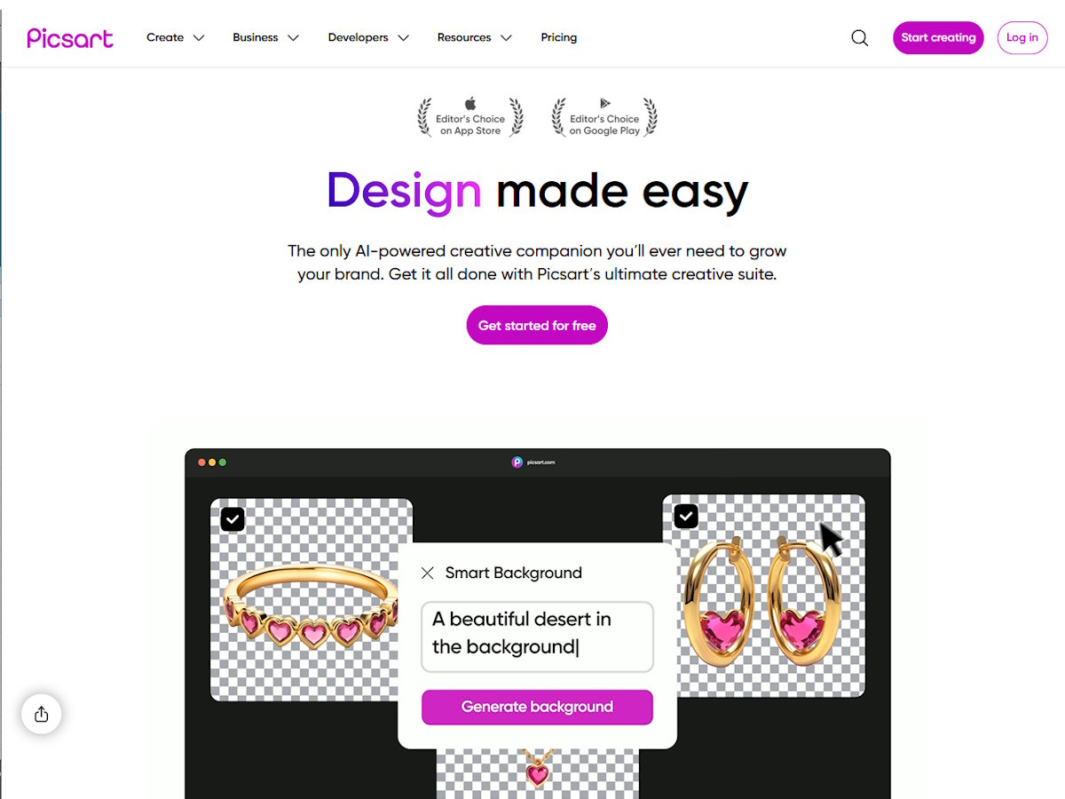 picsart.com screenshot preview