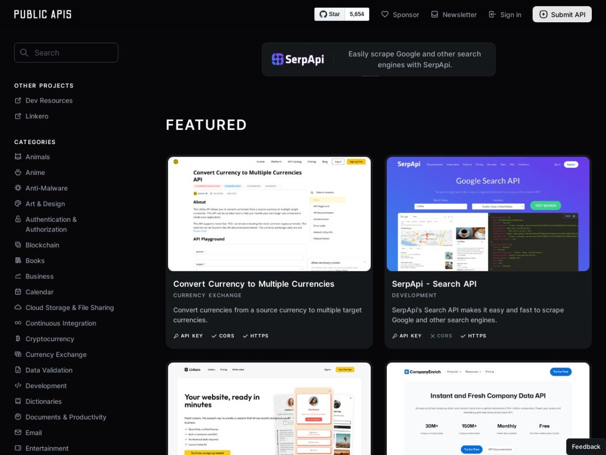 publicapis.dev screenshot preview