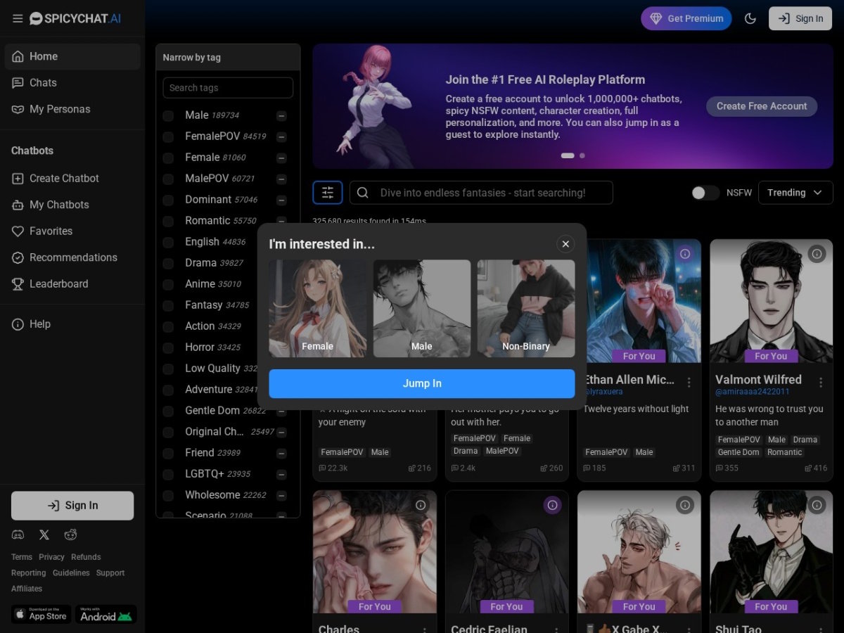 spicychat.ai screenshot preview