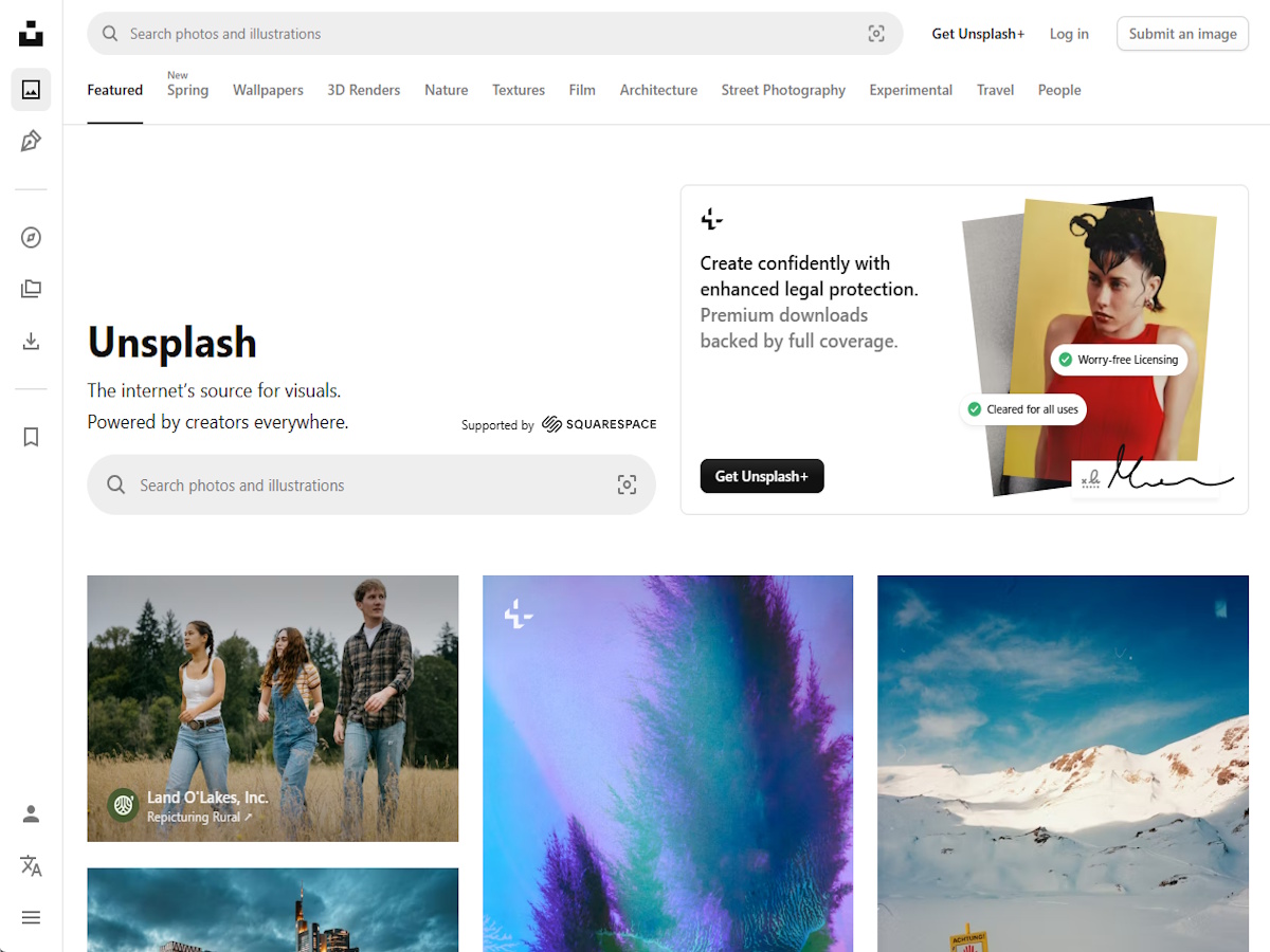 unsplash.com homepage screenshot